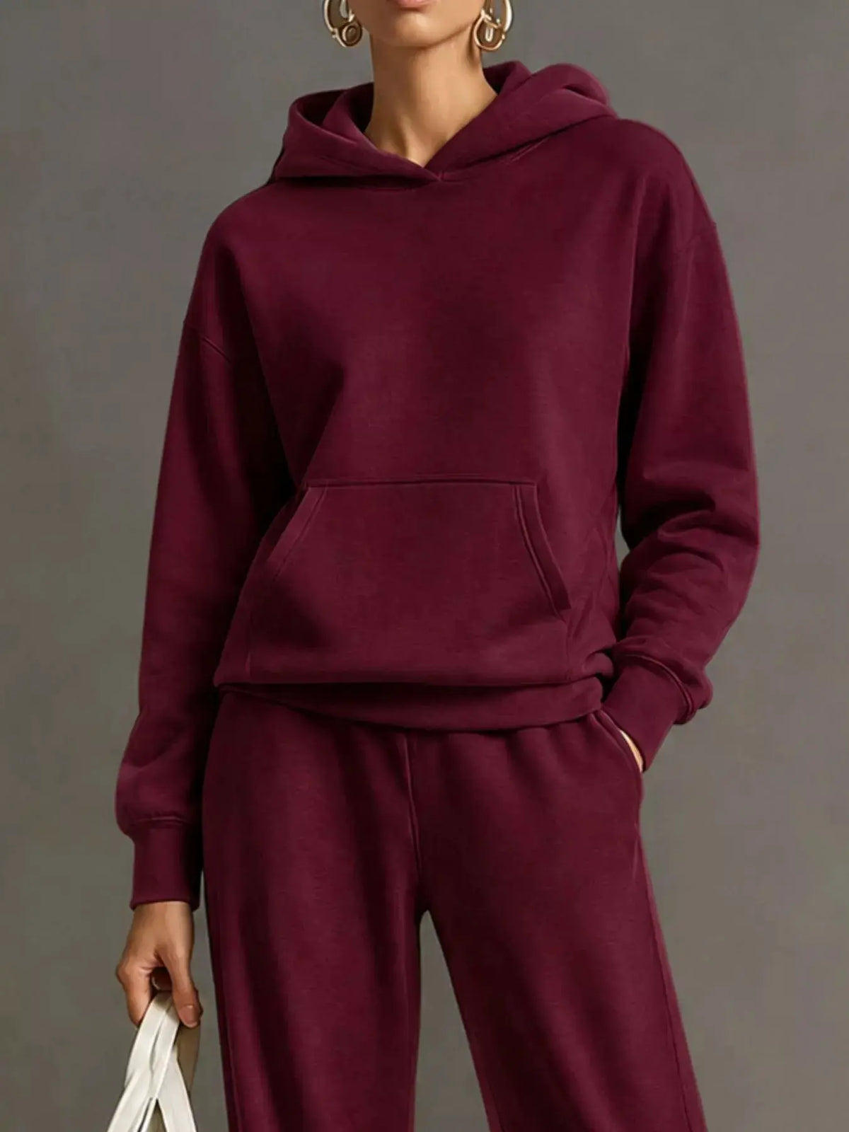 Kangaroo Pocket Hoodie and Pants Set by Trendsi