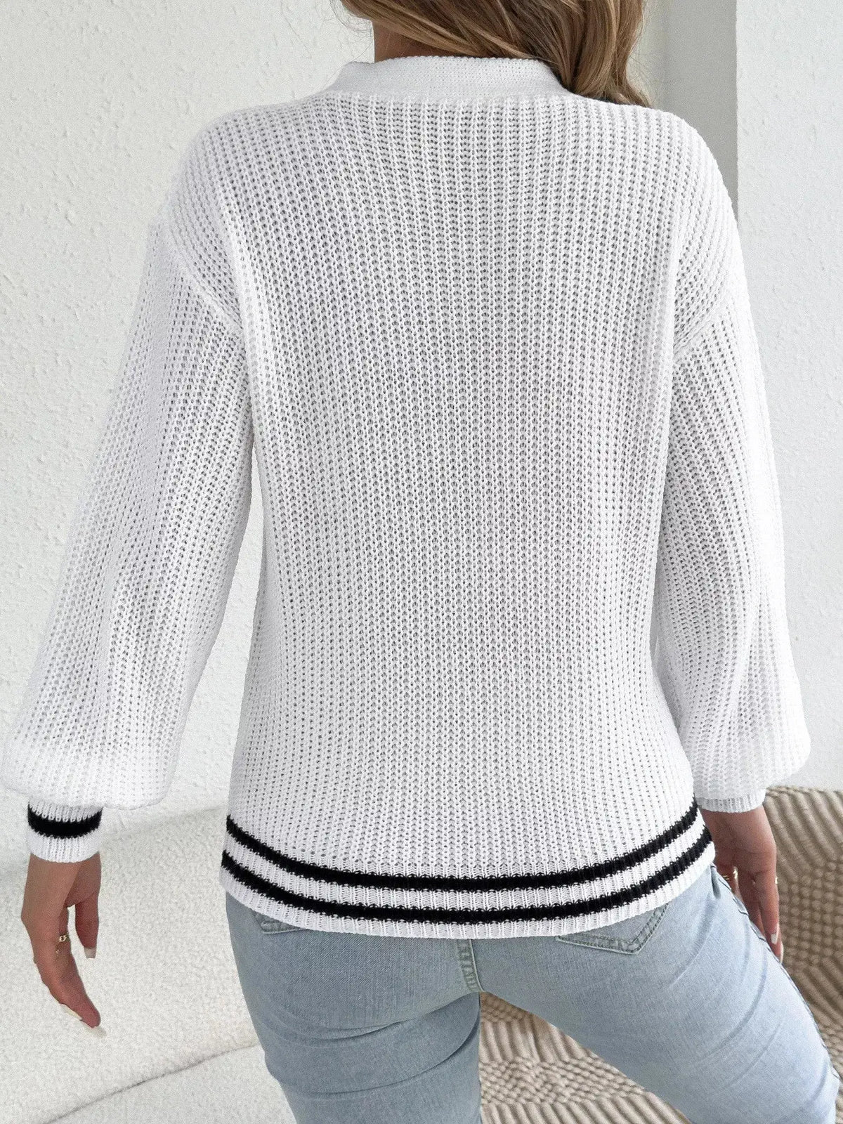Cutout Cable Knit Sweater by Trendsi