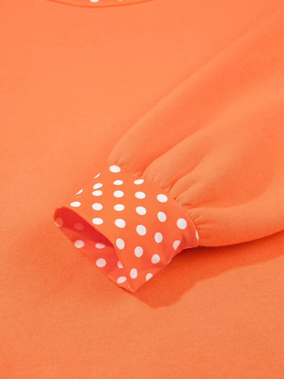 Polka Dot Trim Contrast Crew Neck Sweatshirt by Trendsi