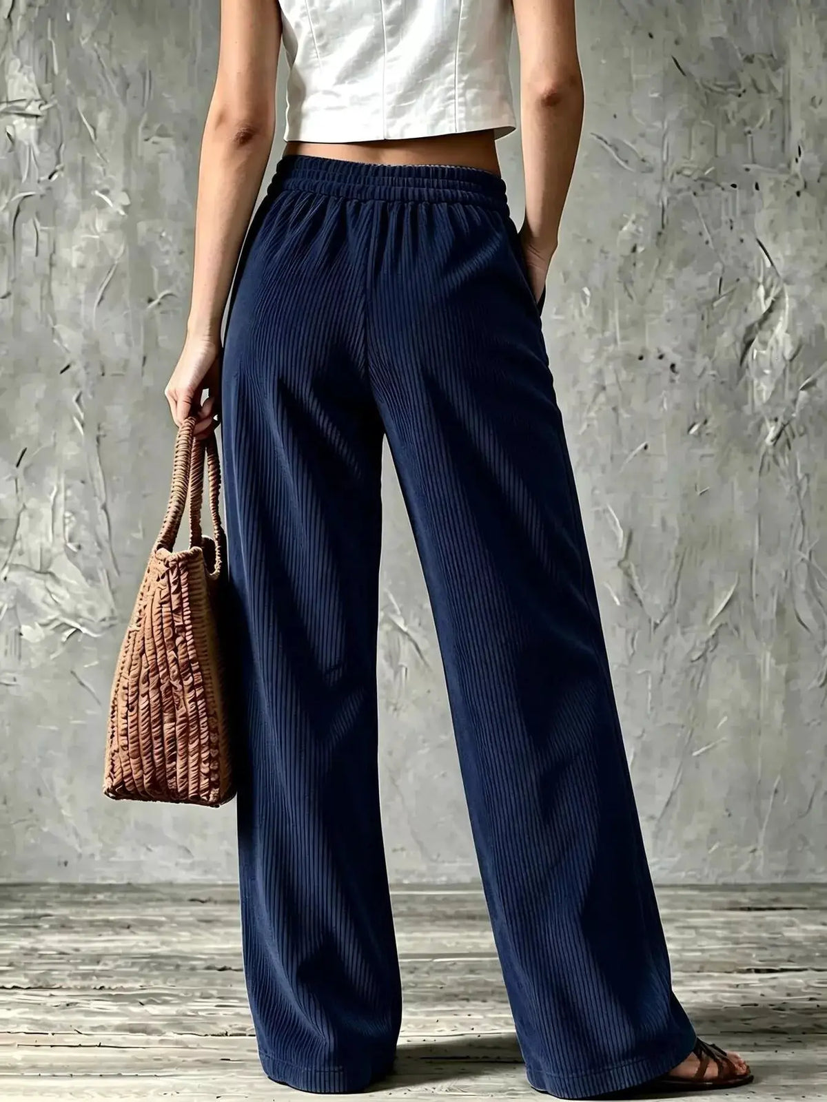 Full Size Wide-Leg Corduroy Pants Plus Size by Trendsi
