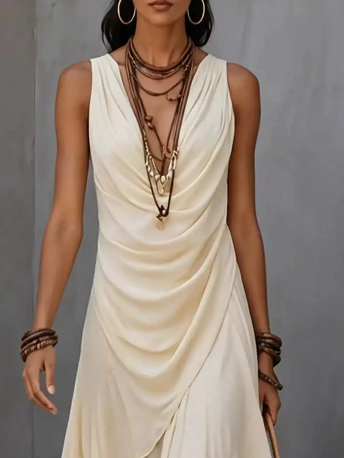 Sleeveless Layered Ruffle Hem Maxi Dress by Trendsi