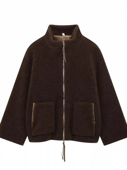 Sherpa Zip-Up Outerwear by Trendsi