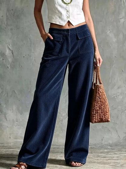 Full Size Wide-Leg Corduroy Pants Plus Size by Trendsi