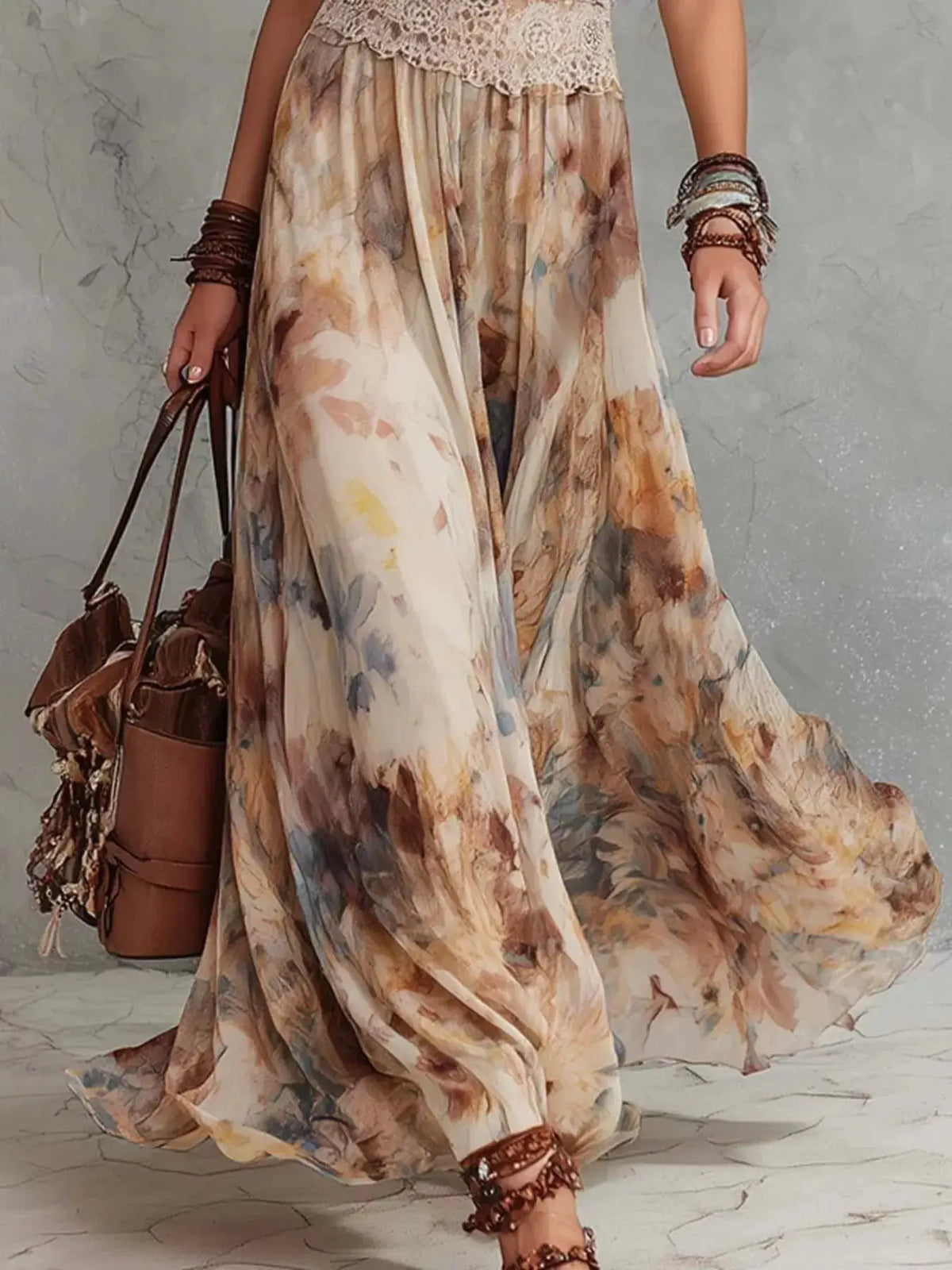 Floral Print Halter Neck Maxi Dress by Trendsi