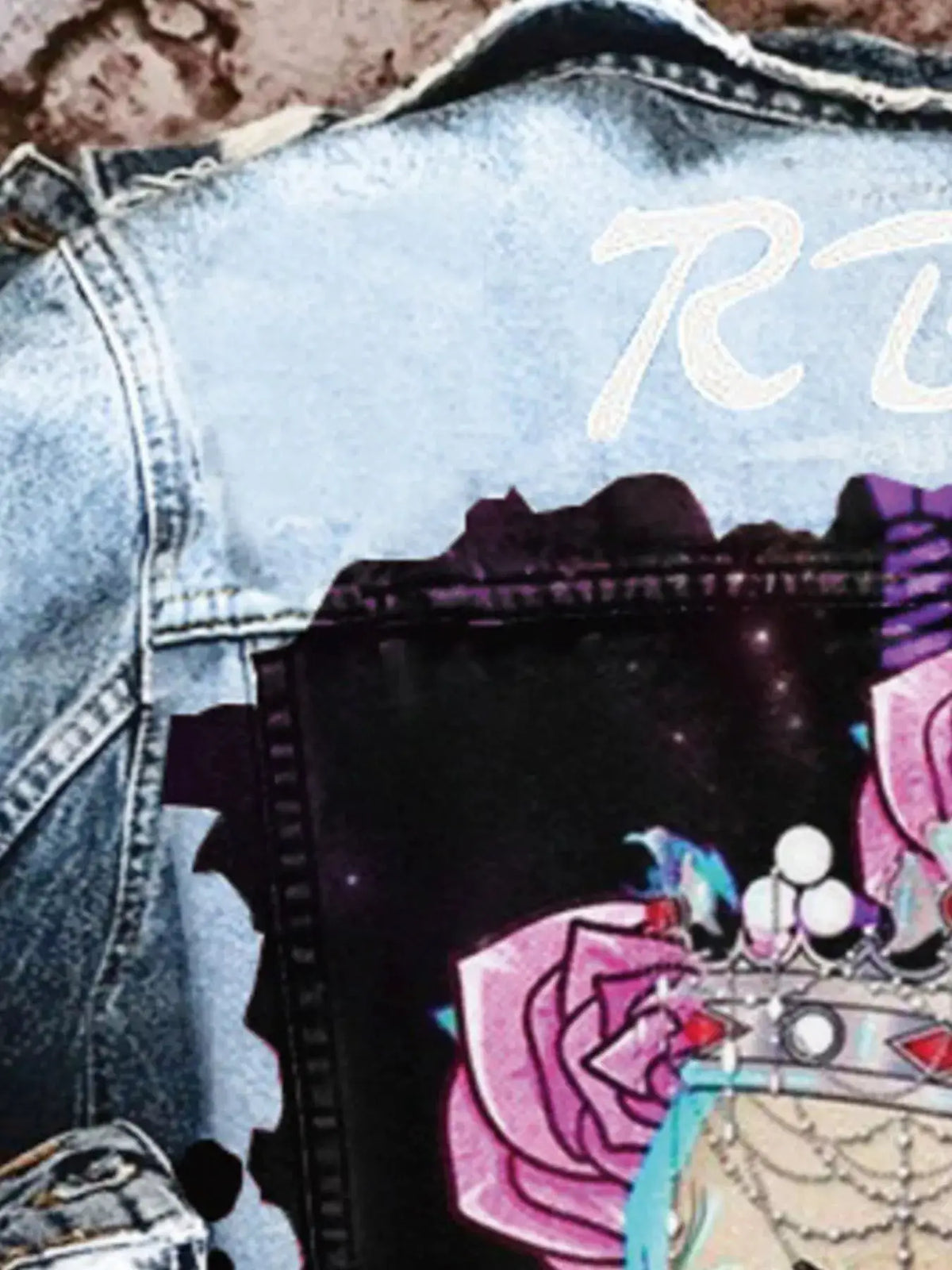 Full Size Skull and Rose Graphic Denim Jacket Plus Size by Trendsi