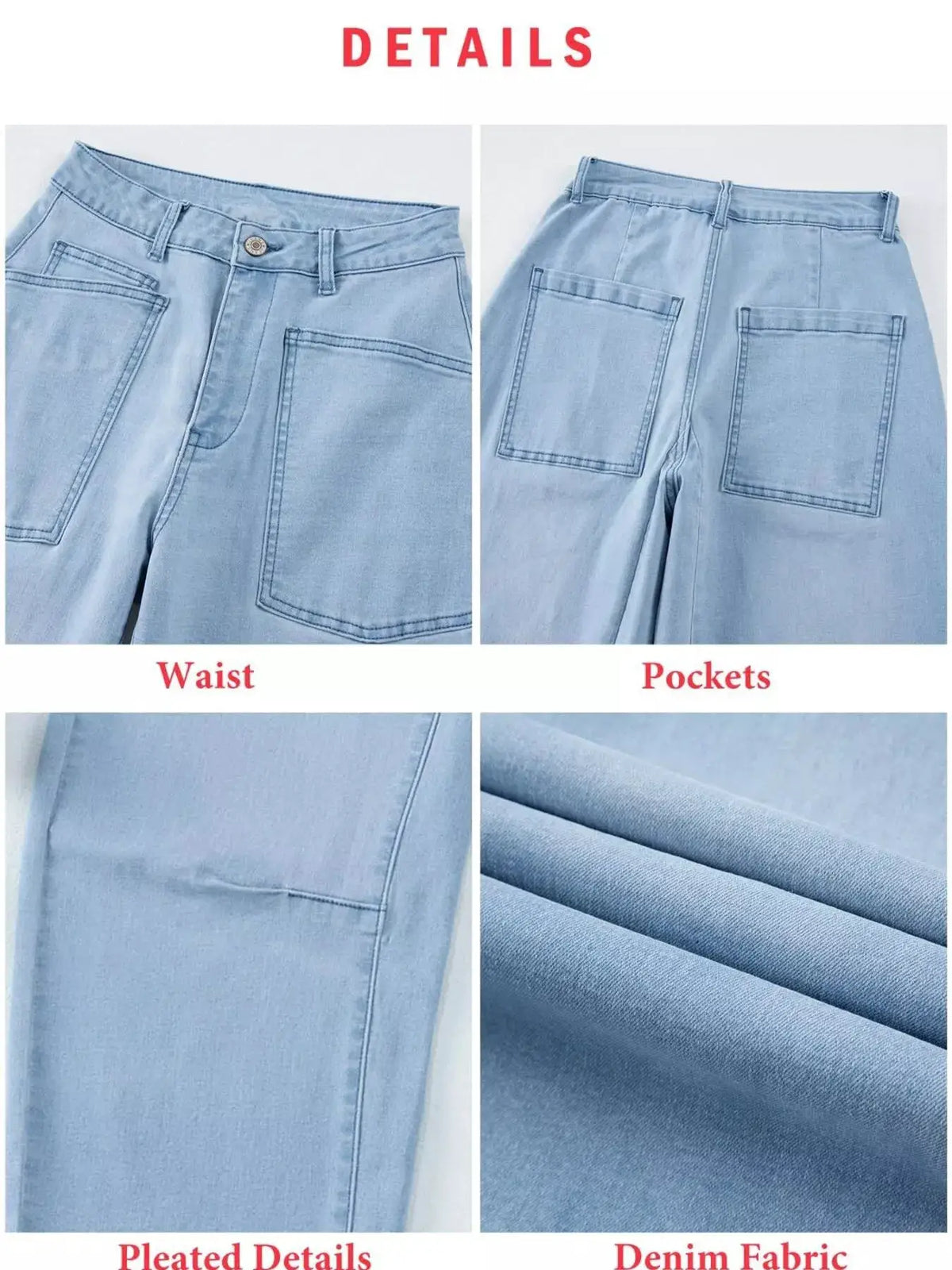 Wide-Leg Jeans with Patch Pockets by Trendsi