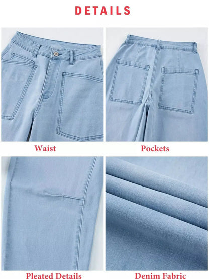 Wide-Leg Jeans with Patch Pockets by Trendsi