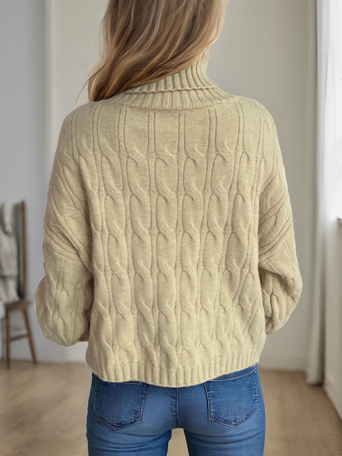 Cable - Knit Turtleneck Long Sleeve Sweater - Bitsy Gypsy Boutique