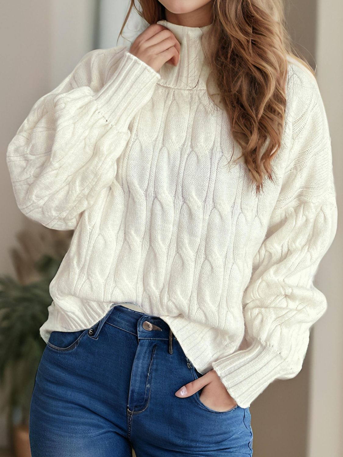 Cable - Knit Turtleneck Long Sleeve Sweater - Bitsy Gypsy Boutique