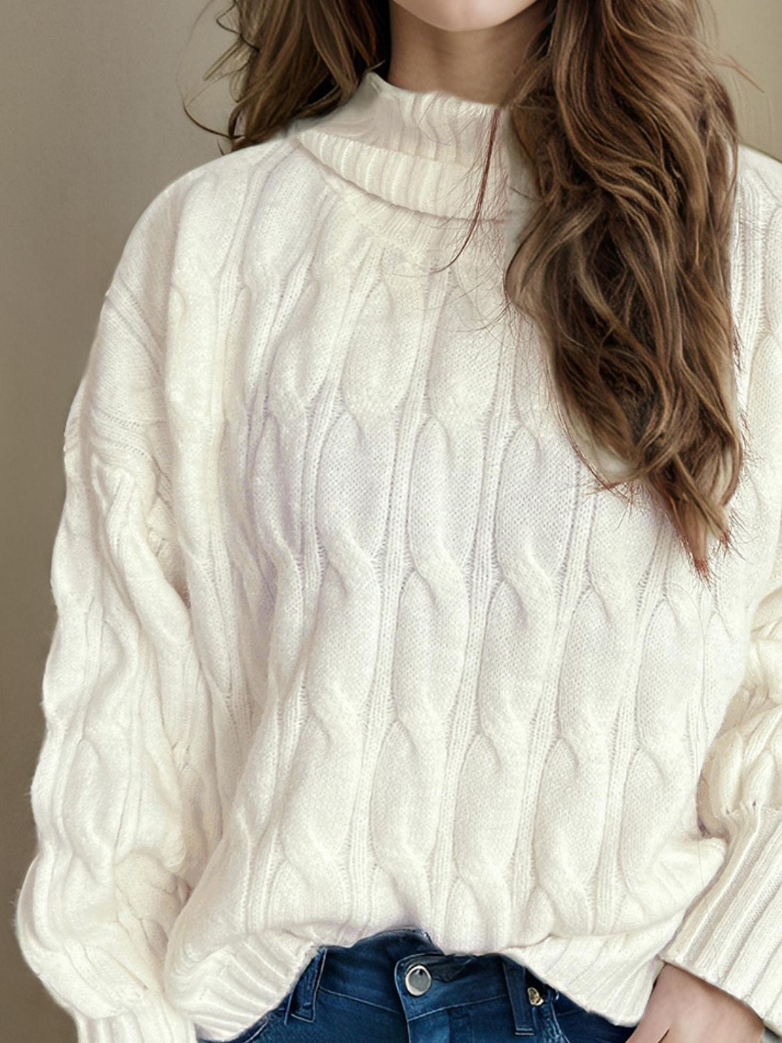 Cable - Knit Turtleneck Long Sleeve Sweater - Bitsy Gypsy Boutique