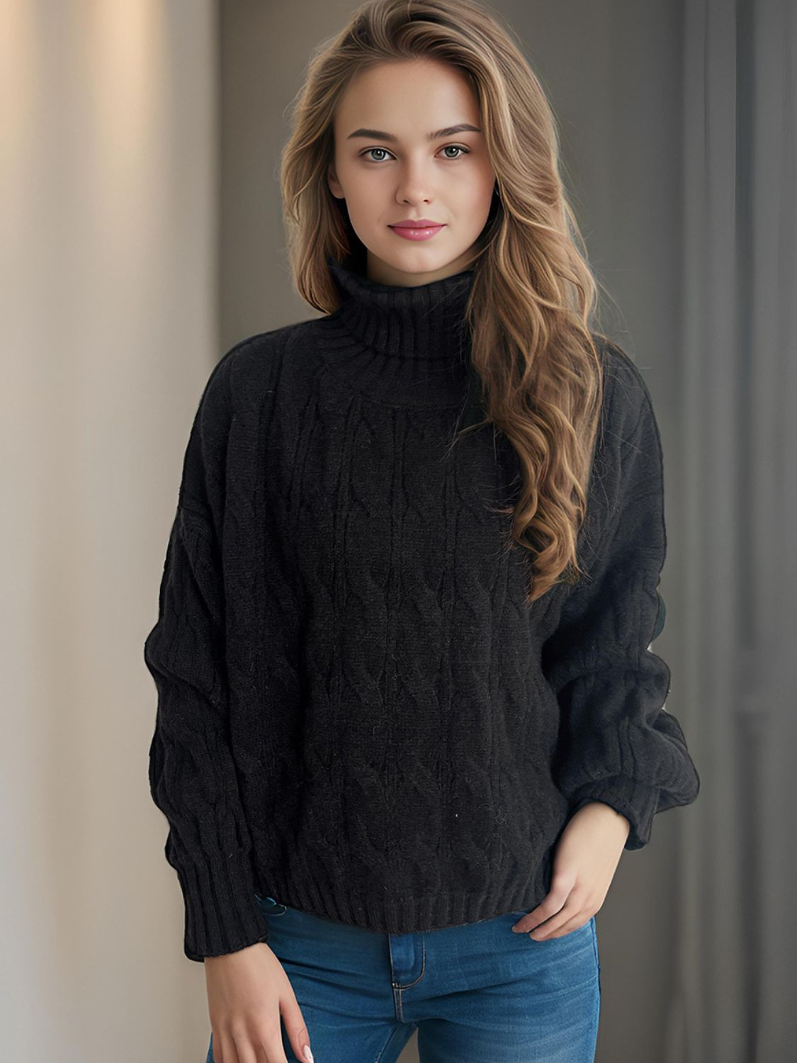 Cable - Knit Turtleneck Long Sleeve Sweater - Bitsy Gypsy Boutique