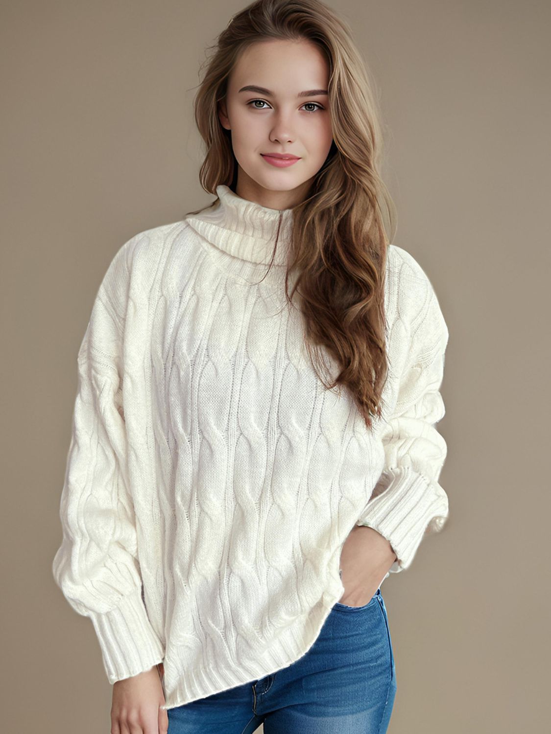 Cable - Knit Turtleneck Long Sleeve Sweater - Bitsy Gypsy Boutique