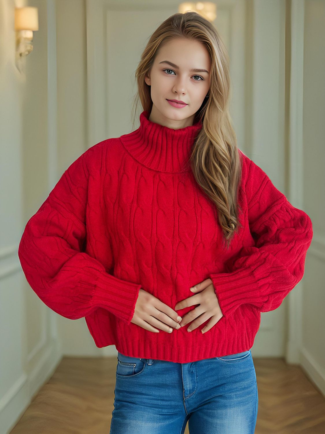 Cable - Knit Turtleneck Long Sleeve Sweater - Bitsy Gypsy Boutique