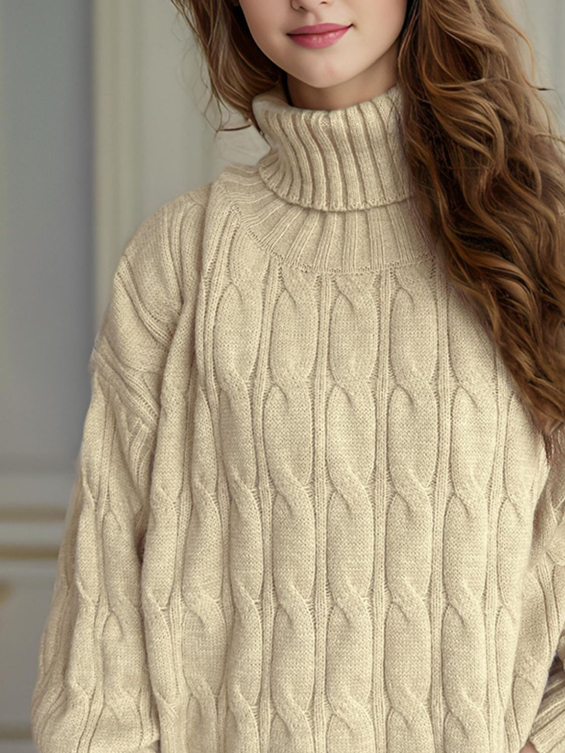 Cable - Knit Turtleneck Long Sleeve Sweater - Bitsy Gypsy Boutique