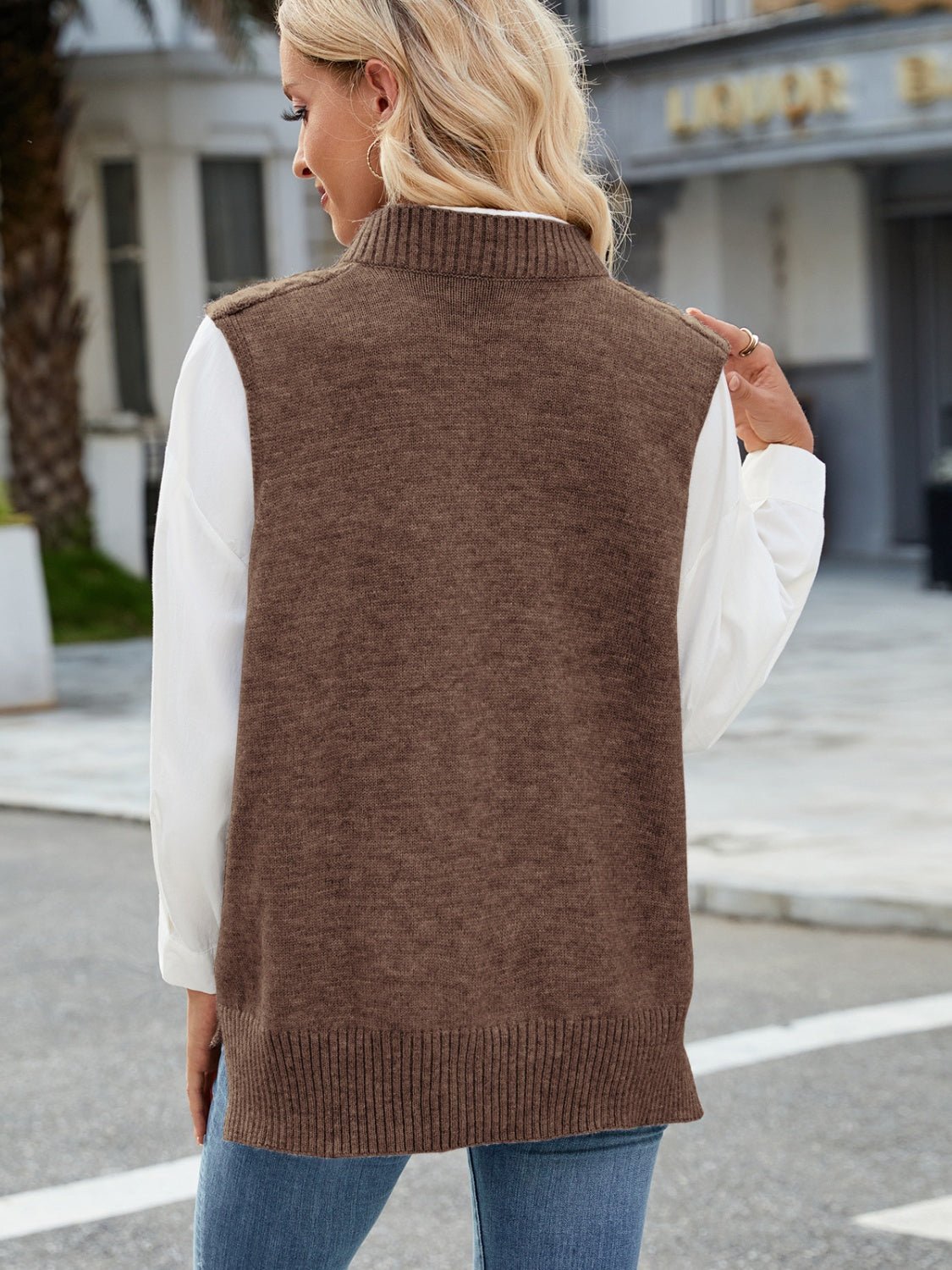 Cable Knit V - Neck Sweater Vest - Bitsy Gypsy Boutique