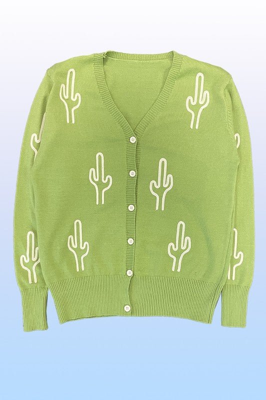 Cactus knit button front cardigan - Bitsy Gypsy Boutique