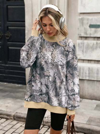 Camouflage Print Mock Neck Sweatshirt - Bitsy Gypsy Boutique