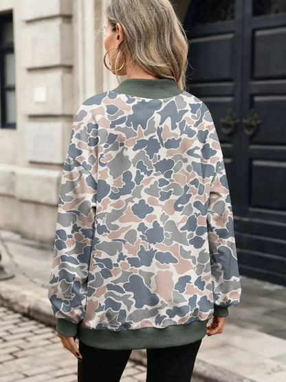 Camouflage Print Mock Neck Sweatshirt - Bitsy Gypsy Boutique