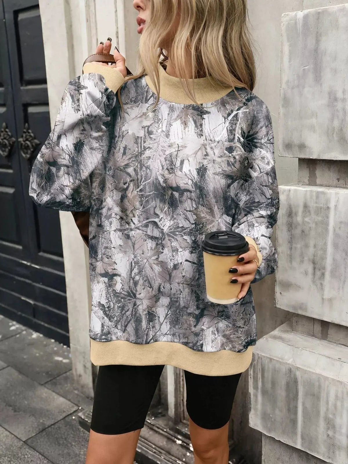 Camouflage Print Mock Neck Sweatshirt - Bitsy Gypsy Boutique