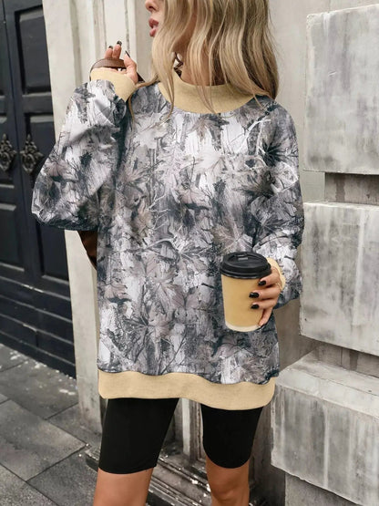 Camouflage Print Mock Neck Sweatshirt - Bitsy Gypsy Boutique