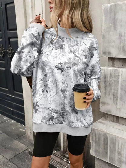 Camouflage Print Mock Neck Sweatshirt - Bitsy Gypsy Boutique