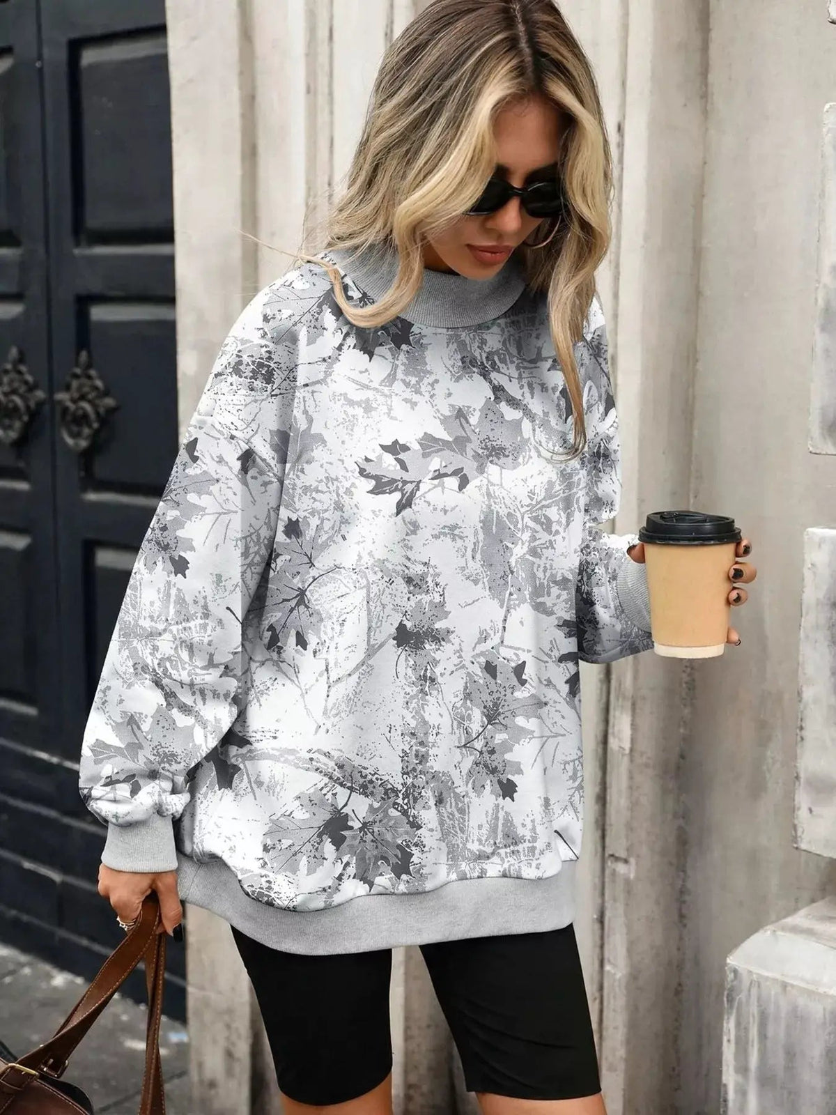 Camouflage Print Mock Neck Sweatshirt - Bitsy Gypsy Boutique