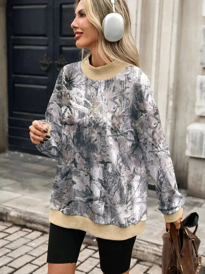 Camouflage Print Mock Neck Sweatshirt - Bitsy Gypsy Boutique