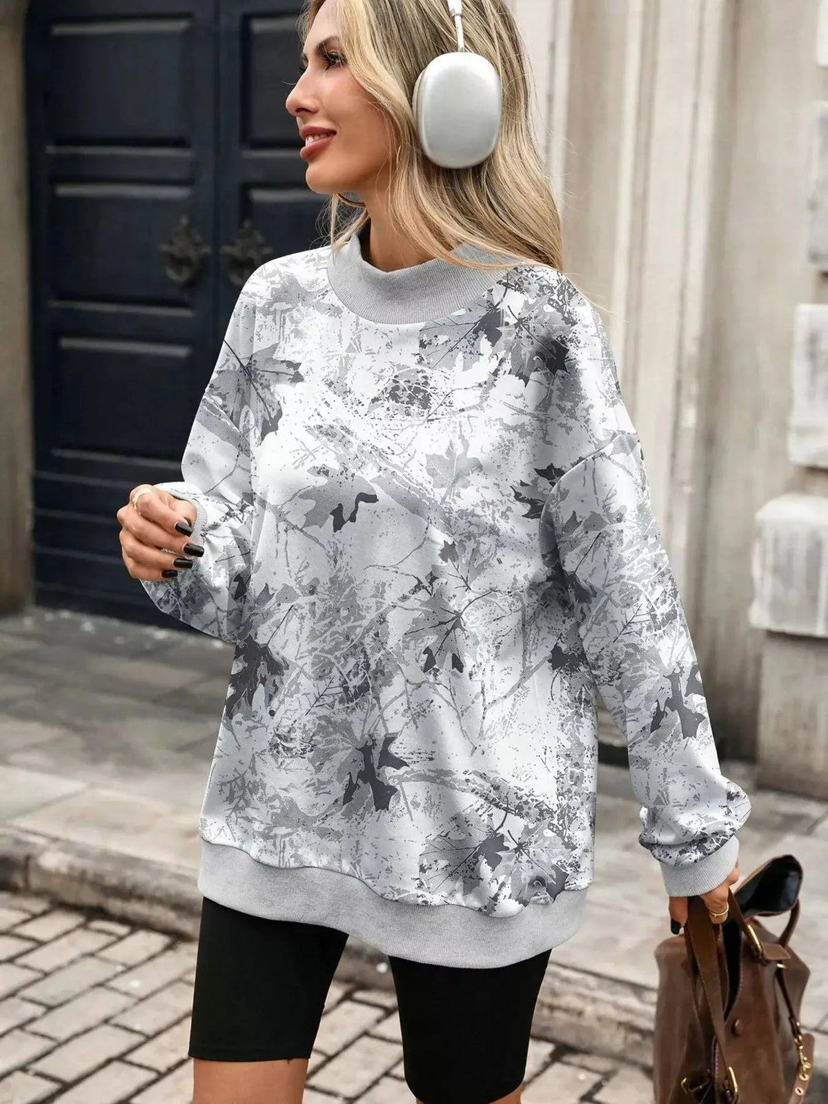 Camouflage Print Mock Neck Sweatshirt - Bitsy Gypsy Boutique
