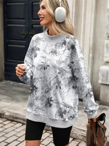 Camouflage Print Mock Neck Sweatshirt - Bitsy Gypsy Boutique