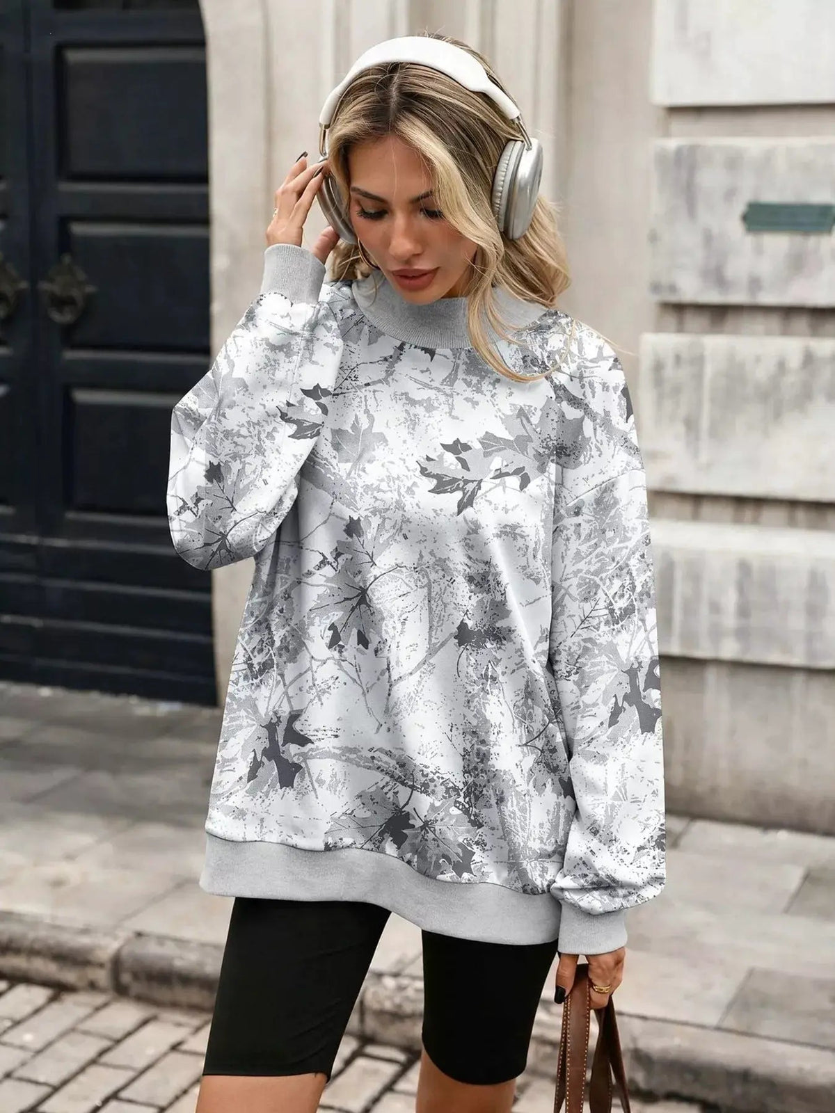 Camouflage Print Mock Neck Sweatshirt - Bitsy Gypsy Boutique