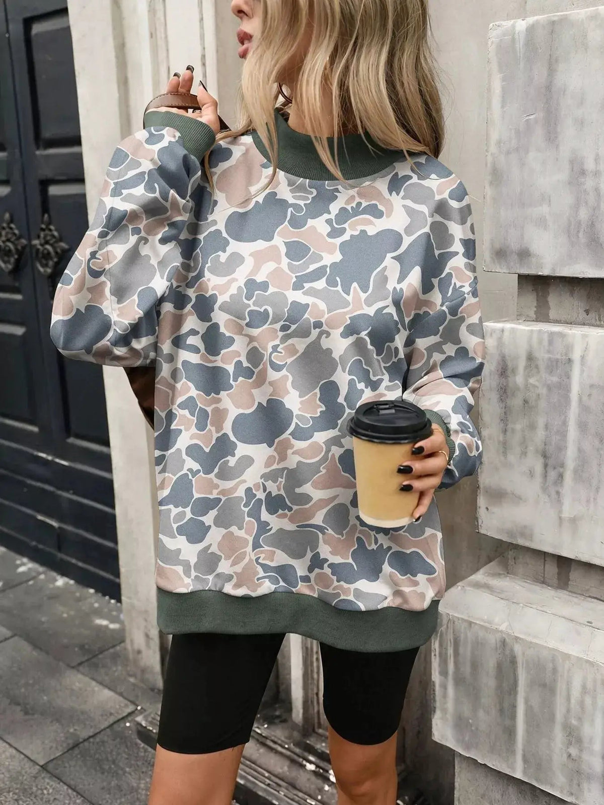 Camouflage Print Mock Neck Sweatshirt - Bitsy Gypsy Boutique