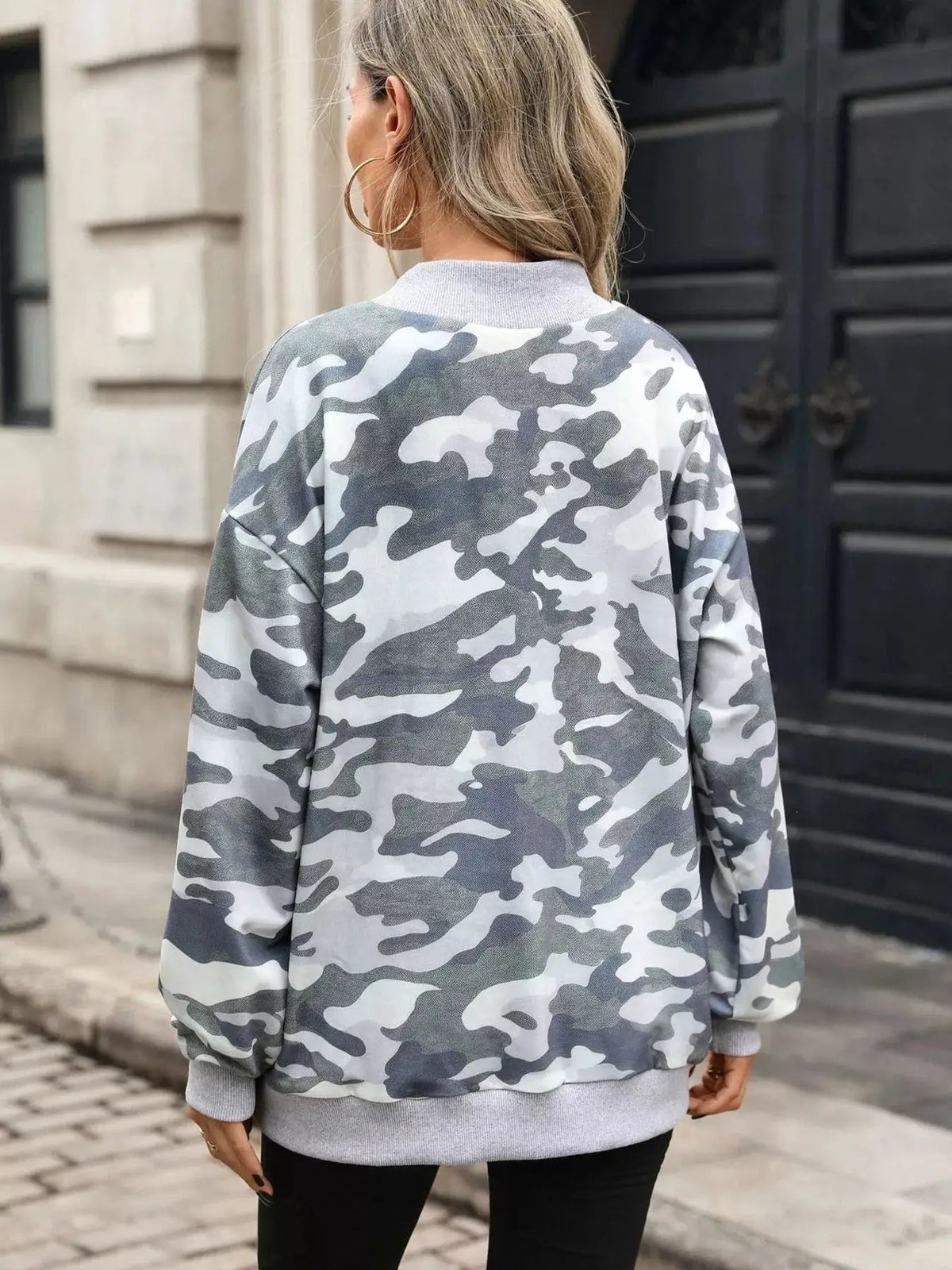 Camouflage Print Mock Neck Sweatshirt - Bitsy Gypsy Boutique