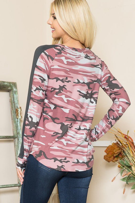 Camouflage Print Pocket Top - Bitsy Gypsy Boutique