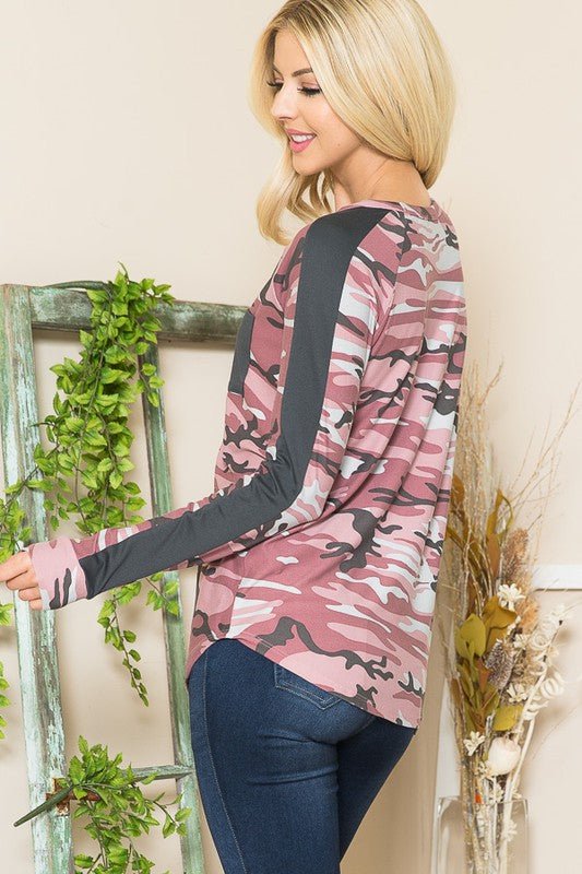 Camouflage Print Pocket Top - Bitsy Gypsy Boutique