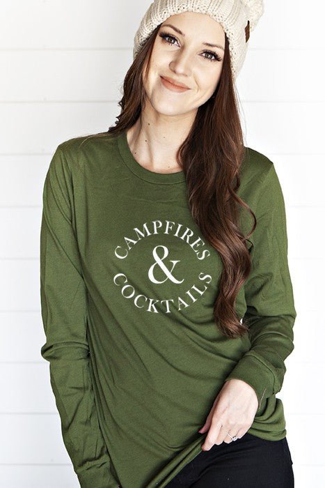 Campfire & Cocktails Long Sleeve - Bitsy Gypsy Boutique