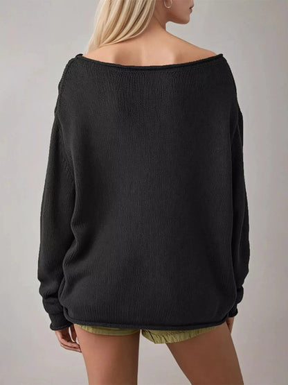 Casual Striped Boat Neck Sweater - Bitsy Gypsy Boutique