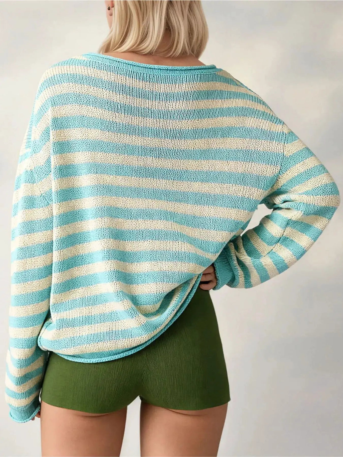 Casual Striped Boat Neck Sweater - Bitsy Gypsy Boutique