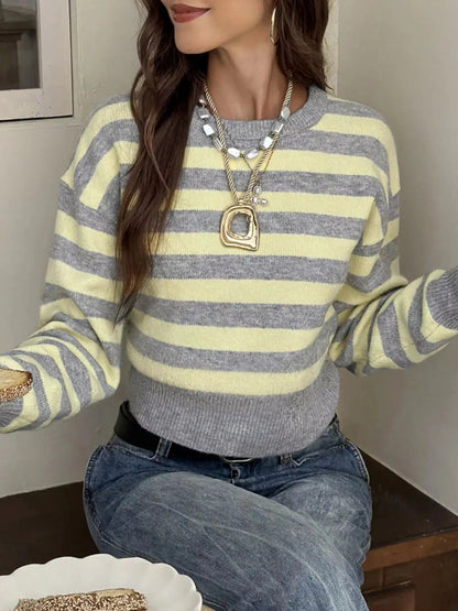 Casual Striped Cropped Sweater - Bitsy Gypsy Boutique
