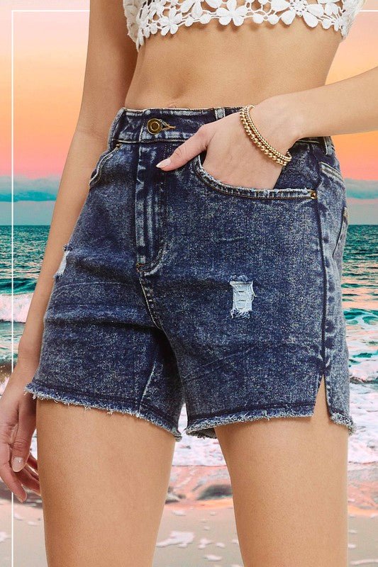 CASUAL WASHED STYLE DENIM SHORTS WITH POCKETS - Bitsy Gypsy Boutique