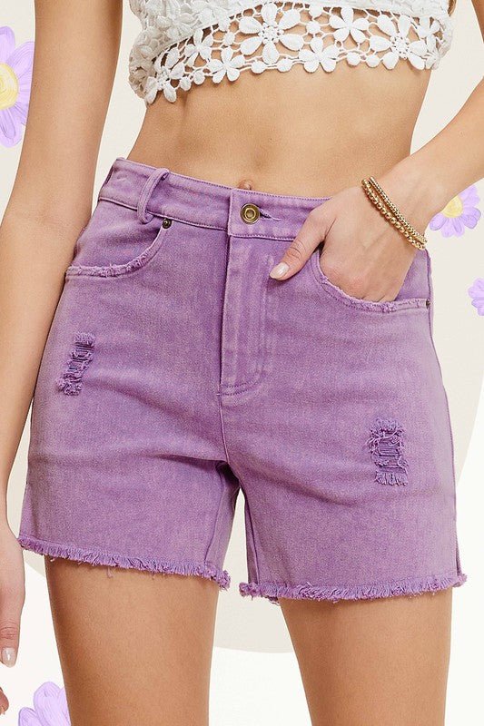 CASUAL WASHED STYLE DENIM SHORTS WITH POCKETS - Bitsy Gypsy Boutique