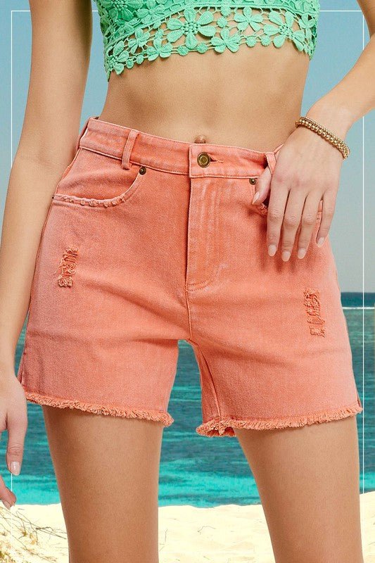 CASUAL WASHED STYLE DENIM SHORTS WITH POCKETS - Bitsy Gypsy Boutique