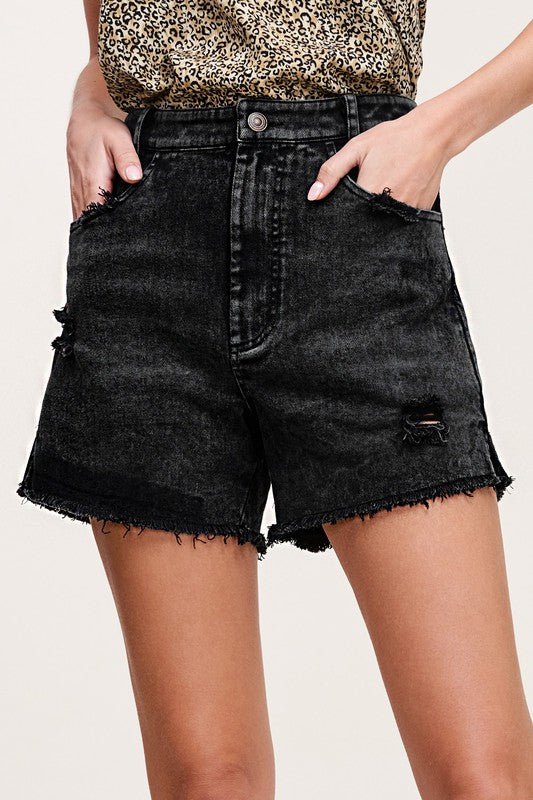 CASUAL WASHED STYLE DENIM SHORTS WITH POCKETS - Bitsy Gypsy Boutique