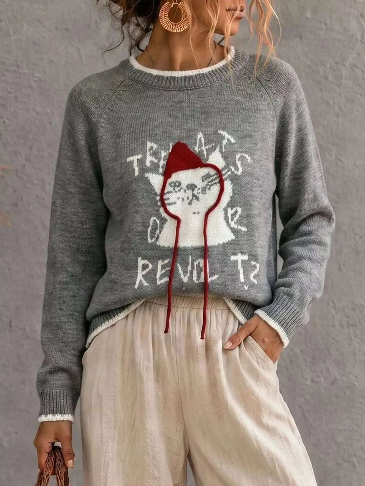 Cat Raglan Sleeve Sweater - Bitsy Gypsy Boutique