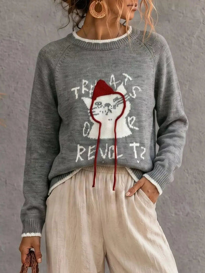 Cat Raglan Sleeve Sweater - Bitsy Gypsy Boutique