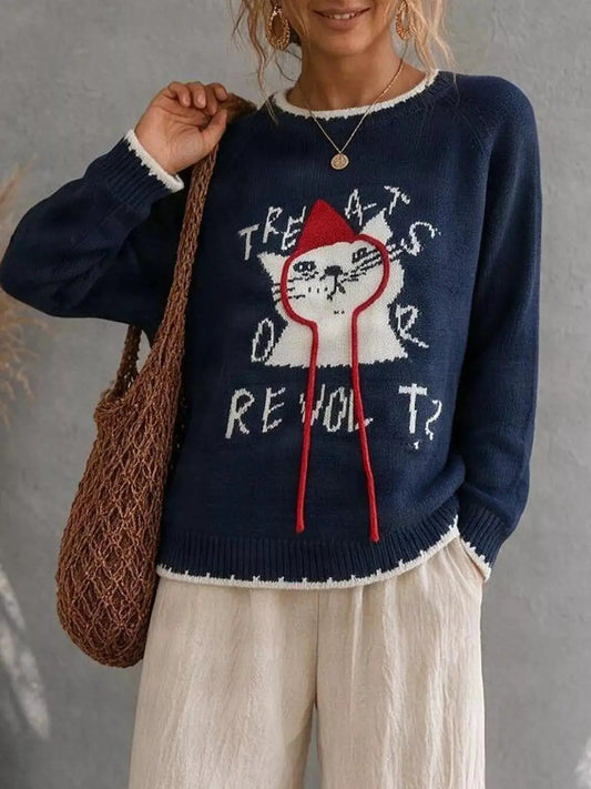 Cat Raglan Sleeve Sweater - Bitsy Gypsy Boutique
