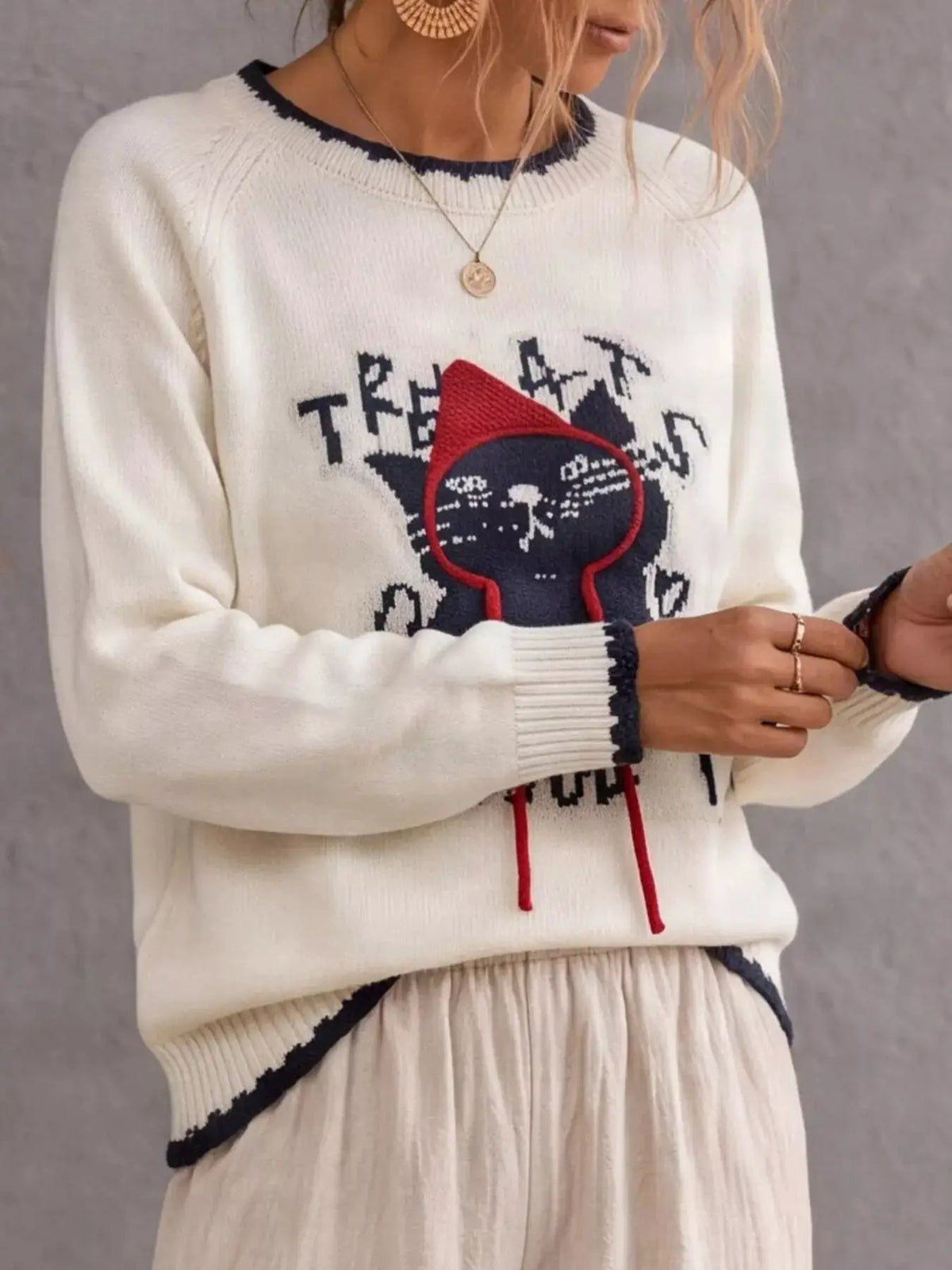Cat Raglan Sleeve Sweater - Bitsy Gypsy Boutique