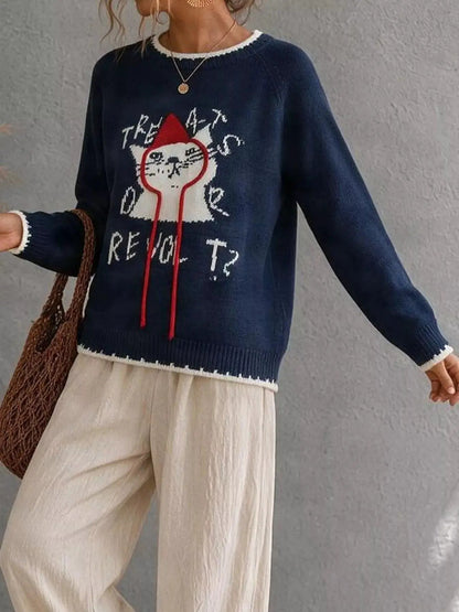 Cat Raglan Sleeve Sweater - Bitsy Gypsy Boutique