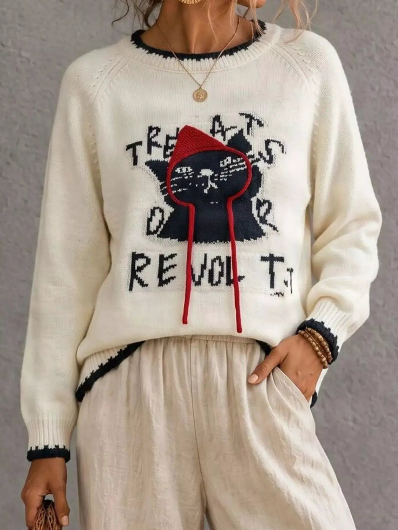 Cat Raglan Sleeve Sweater - Bitsy Gypsy Boutique