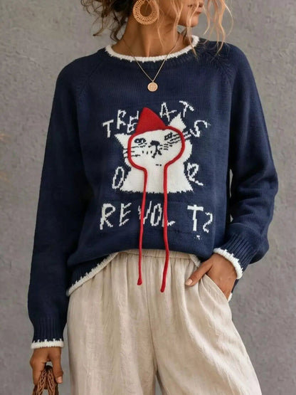 Cat Raglan Sleeve Sweater - Bitsy Gypsy Boutique