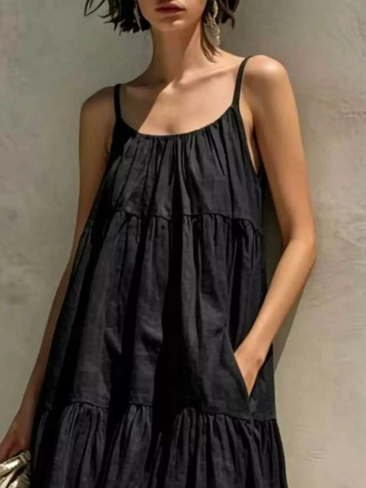 Tiered Scoop Neck Maxi Dress by Trendsi